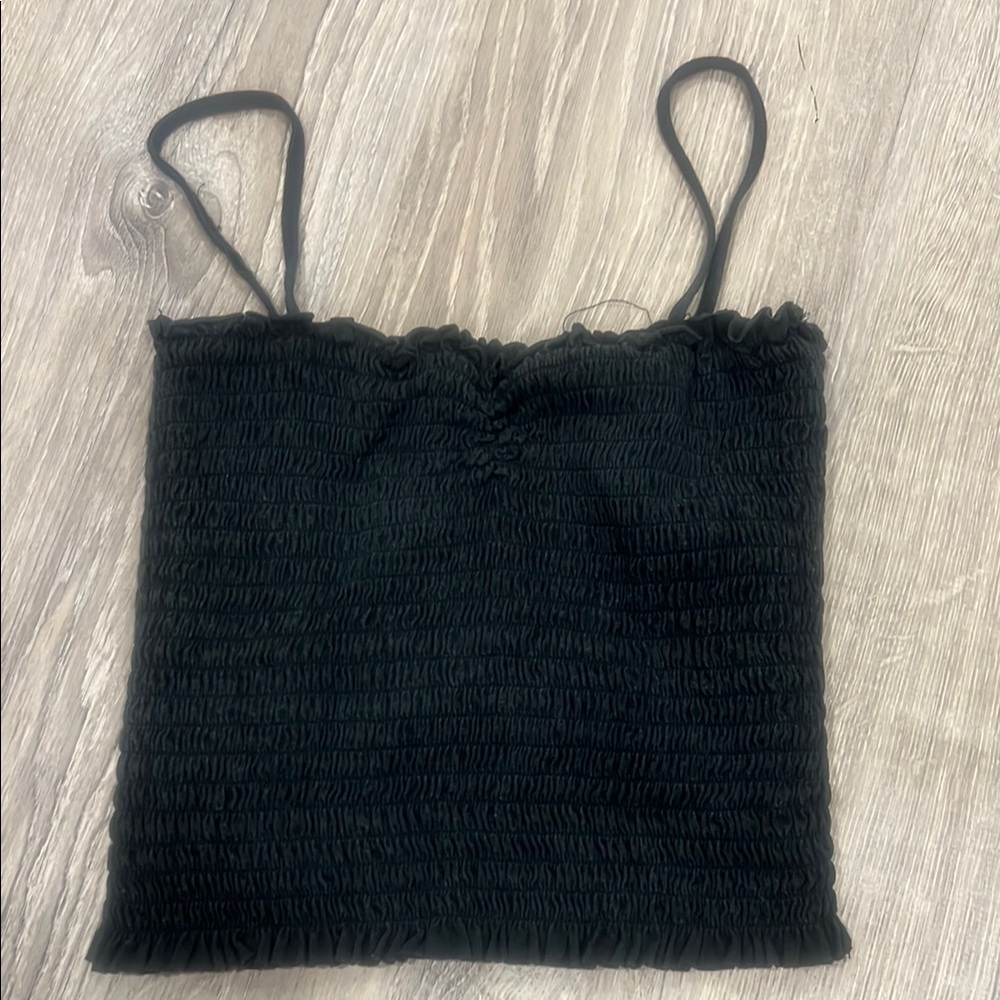 Black Ruched  Crop Top